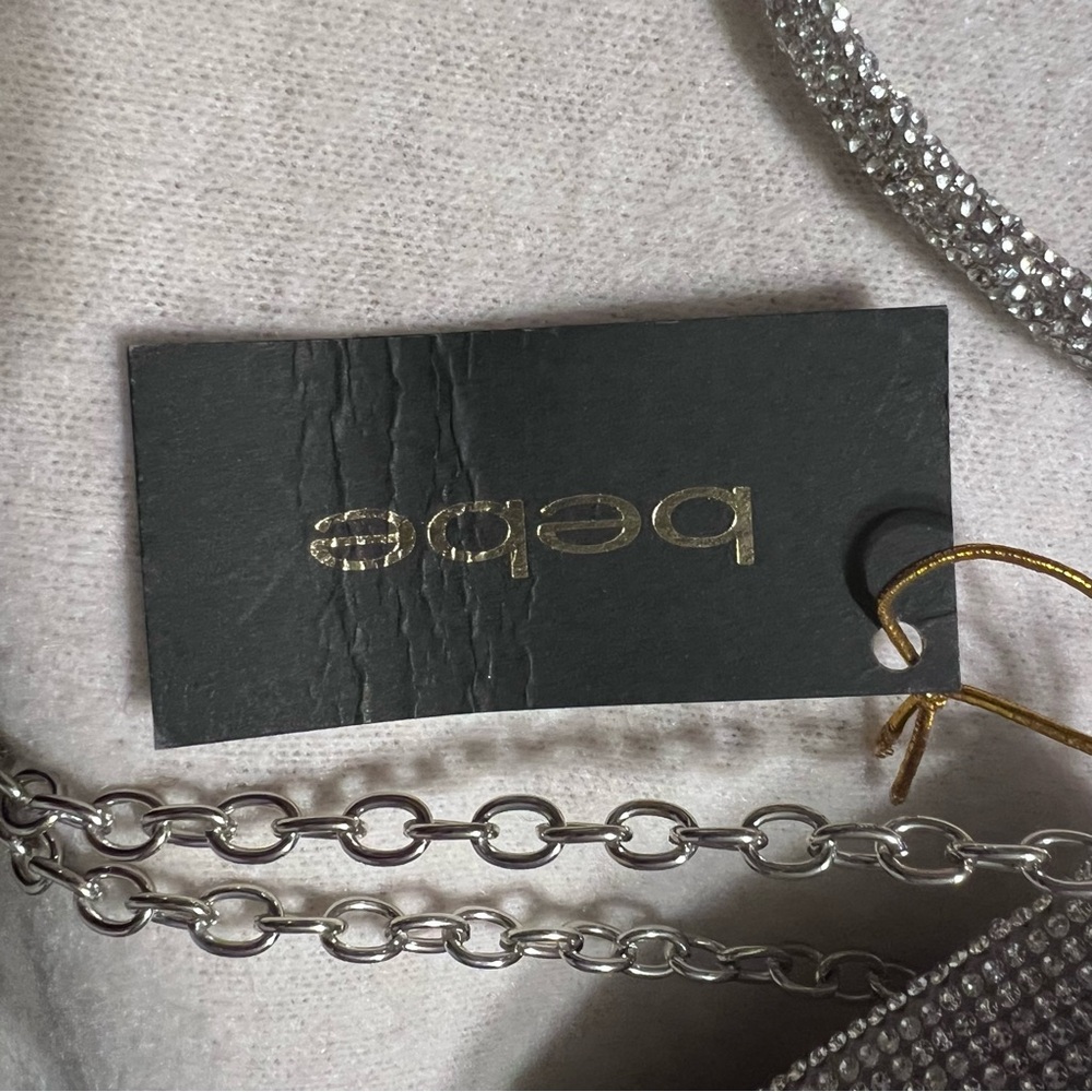 Bebe Silver Rhinestone Clutch Handbag - Picture 10 of 11